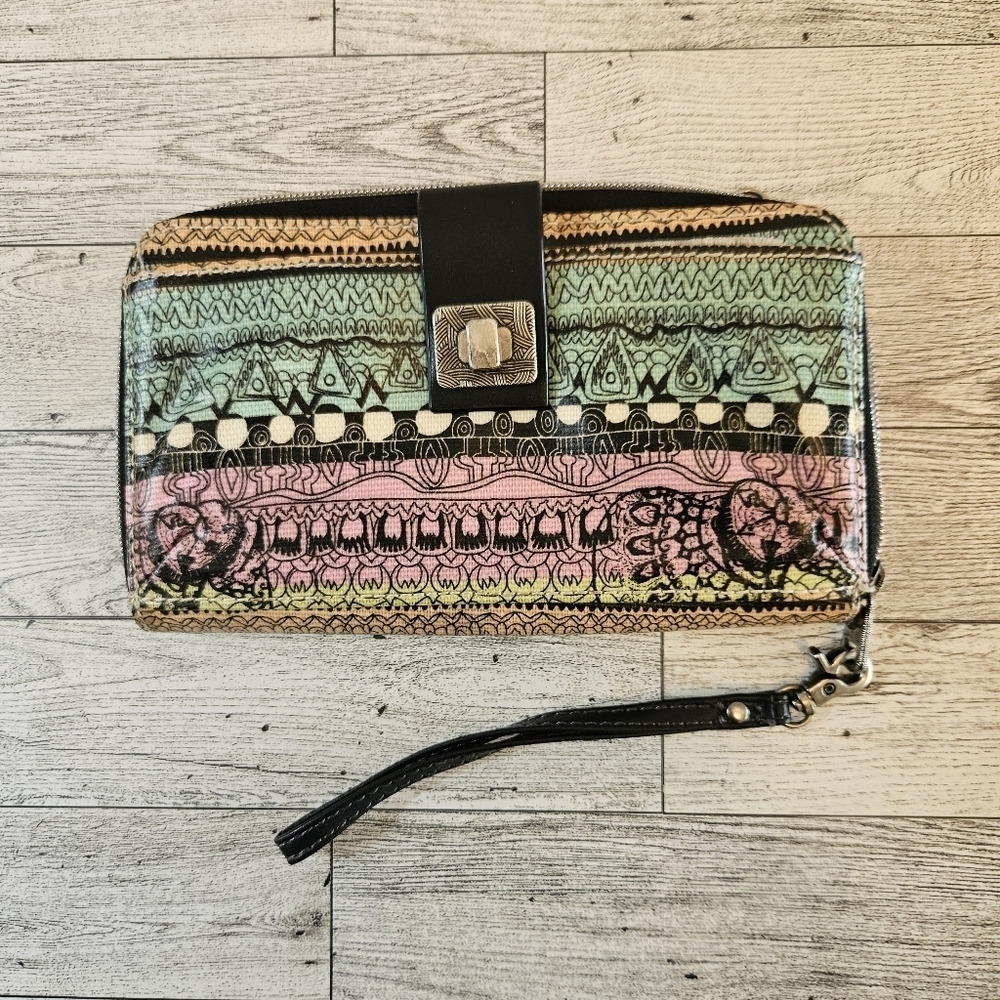 Sakroots Large Smartphone Crossbody Wallet Organizer Artist Circle